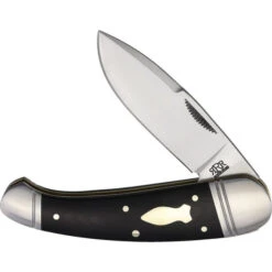Rough Ryder Panthera Folding Knife Ebony Wood Handle Stainless Spear Blade Plain Edge Satin Finish RRR020
