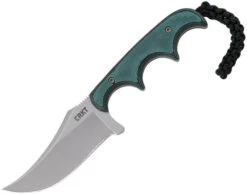 CRKT Minimalist Persian Fixed Blade Knife Black/Green Finger Grooved Micarta Handle Curved Blade Plain Edge CRKT2379