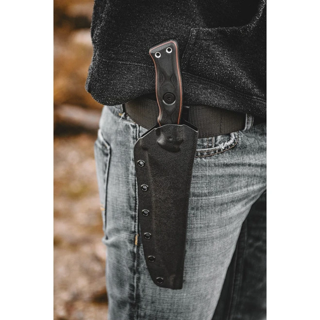 Tops Operator 7 Fixed Knife Black Micarta Handle Plain Black Blade TPOP702 - Image 4