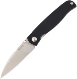 Ruike M662-TZ Folding Knife Black G10/Titanium Handle 154CM Plain Edge Satin Finish RKEM662TZ