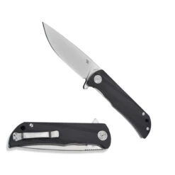 CH Knives CH3001 Folding Knife Black G10 Handle Plain Polished D2 Blade