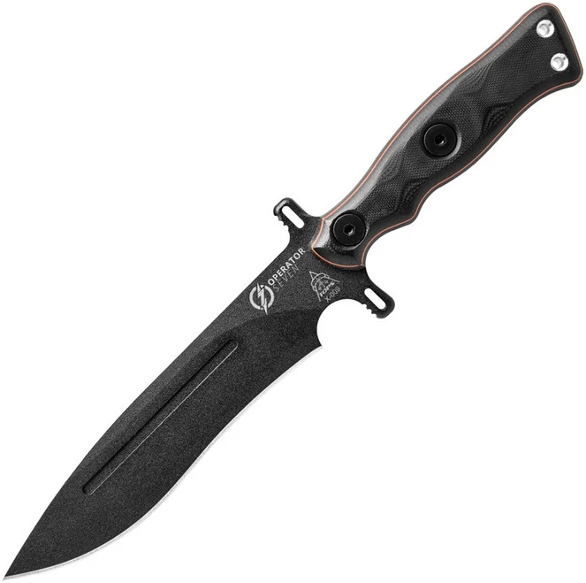 Tops Operator 7 Fixed Knife Black Micarta Handle Plain Black Blade TPOP702
