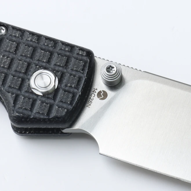 WMK Exclusive Vosteed Raccoon Button Lock Pocket Knife Black Micarta Frag Pattern Handle 14C28N Plain Edge RC3SVM13 - Image 8