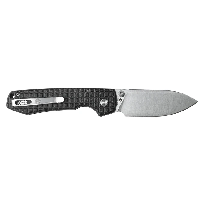WMK Exclusive Vosteed Raccoon Button Lock Pocket Knife Black Micarta Frag Pattern Handle 14C28N Plain Edge RC3SVM13 - Image 2