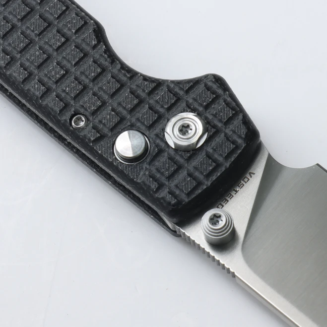 WMK Exclusive Vosteed Raccoon Button Lock Pocket Knife Black Micarta Frag Pattern Handle 14C28N Plain Edge RC3SVM13 - Image 5