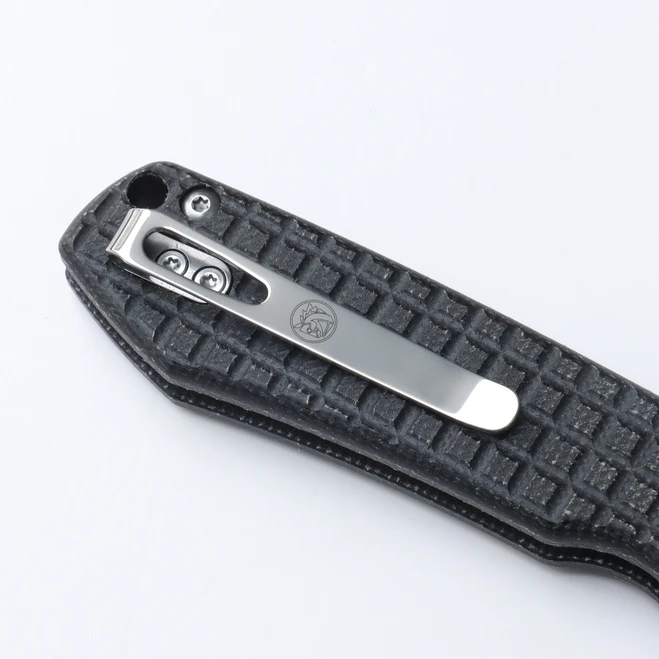 WMK Exclusive Vosteed Raccoon Button Lock Pocket Knife Black Micarta Frag Pattern Handle 14C28N Plain Edge RC3SVM13 - Image 3