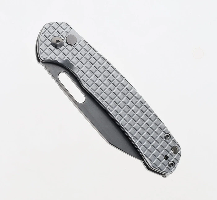(Arriving In Oct) WMK Exclusive CJRB Pyrite Frag Pattern Button Lock Pocket Knife Aluminum Handle AR-RPM9 Wharncliffe Plain Edge Stonewash Finish J1925A-AL - Image 3
