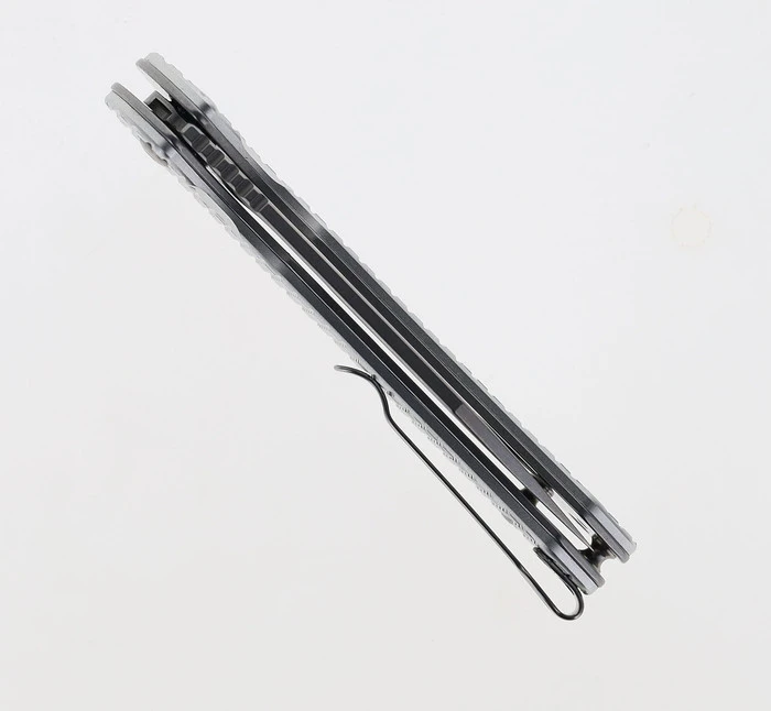 (Arriving In Oct) WMK Exclusive CJRB Pyrite Frag Pattern Button Lock Pocket Knife Aluminum Handle AR-RPM9 Wharncliffe Plain Edge Stonewash Finish J1925A-AL - Image 6