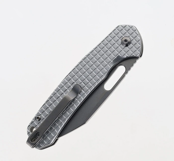 (Arriving In Oct) WMK Exclusive CJRB Pyrite Frag Pattern Button Lock Pocket Knife Aluminum Handle AR-RPM9 Wharncliffe Plain Edge Stonewash Finish J1925A-AL - Image 4