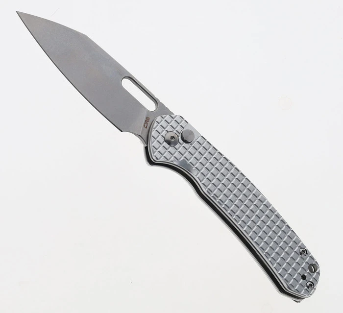 (Arriving In Oct) WMK Exclusive CJRB Pyrite Frag Pattern Button Lock Pocket Knife Aluminum Handle AR-RPM9 Wharncliffe Plain Edge Stonewash Finish J1925A-AL