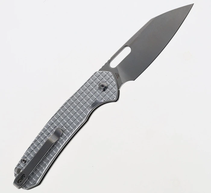 (Arriving In Oct) WMK Exclusive CJRB Pyrite Frag Pattern Button Lock Pocket Knife Aluminum Handle AR-RPM9 Wharncliffe Plain Edge Stonewash Finish J1925A-AL - Image 2