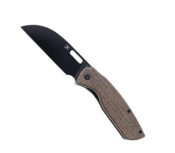 Kansept Convict Folding Knife Brown Micarta Handle 154CM Plain Edge Black Stonewash Finish T1023A1