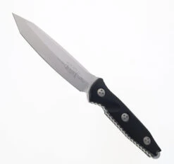Microtech Socom Alpha Fixed Blade Knife Black G10 Handle 204P Tanto Plain Edge Stonewash Finish 11410