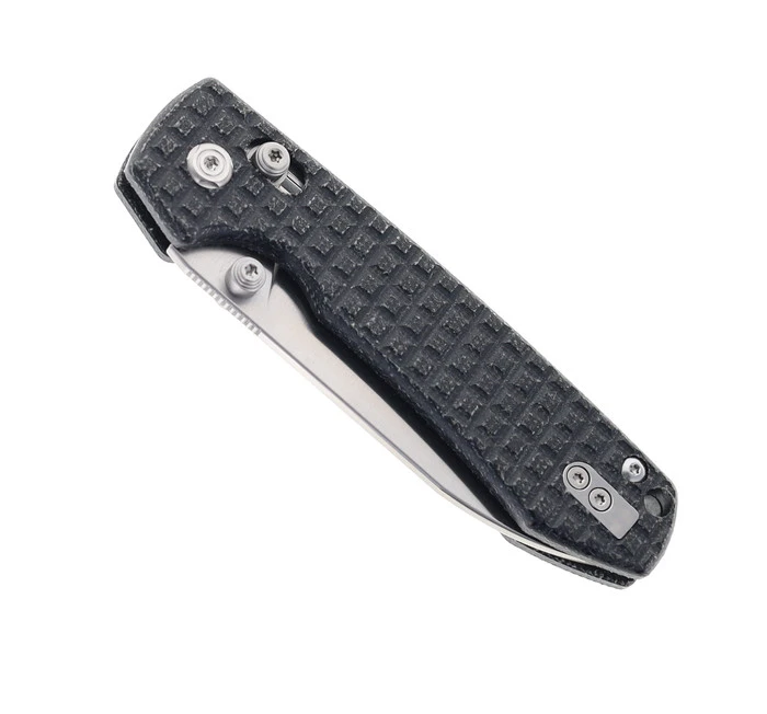 WMK Exclusive Vosteed Raccoon Crossbar Lock Folding Knife Black Micarta Frag Handle 14C28N Plain Edge Satin Finish RCCWM1 - Image 3