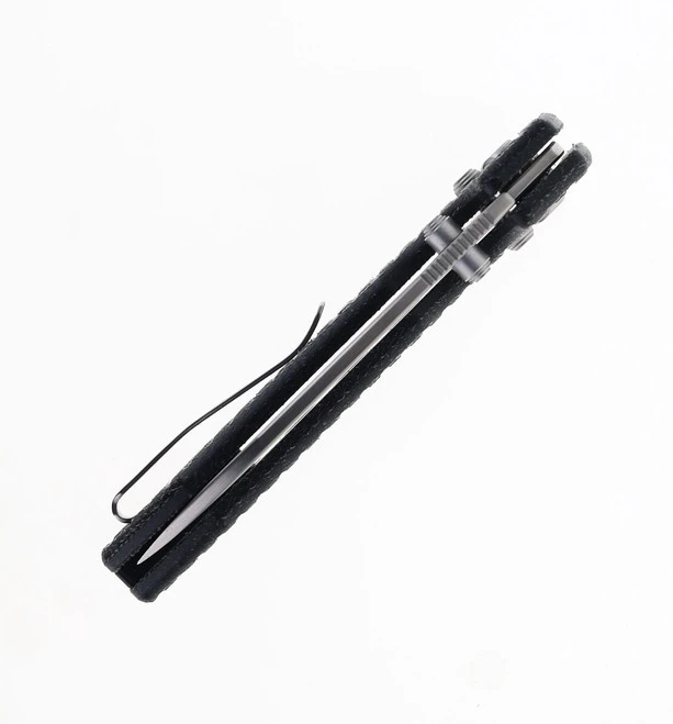 WMK Exclusive Vosteed Raccoon Crossbar Lock Folding Knife Black Micarta Frag Handle 14C28N Plain Edge Satin Finish RCCWM1 - Image 6