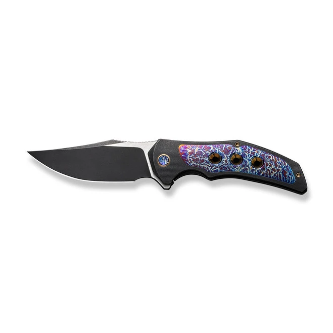 WE Magnetron Folding Knife Black/Flamed/Blue/Gold Titanium Handle 20CV Clip Point Plain Edge Black/Satin Finish WE18058-4 - Image 8