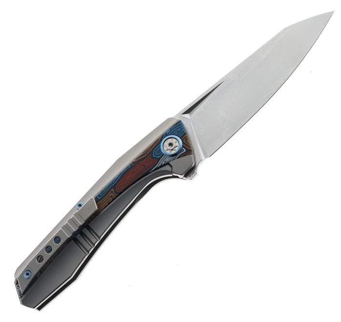 Ketuo Telson Flipper Folding Knife Titanium/Multi Colored G10-Damascus Handle M390 Drop Point Plain Edge - Image 2